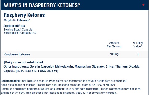 Larada Raspberry Ketones Ingredients